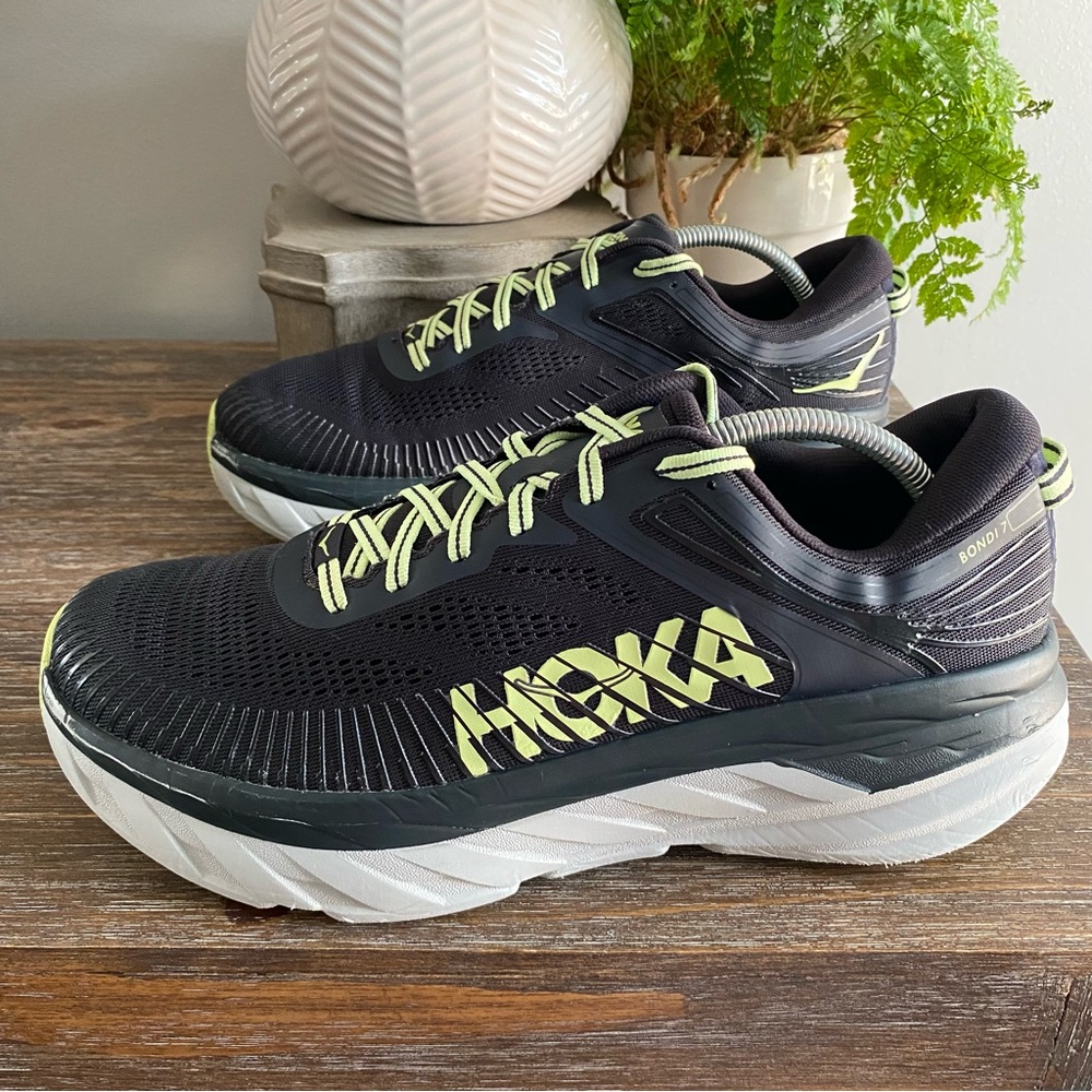 HOKA Bondi 7 Athletic‎ Running Sneakers Shoes Mens 11 Blue Graphite Butterfly